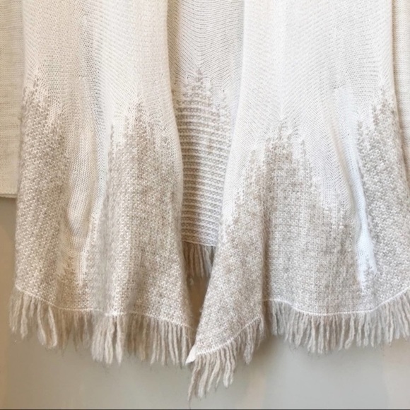 Anthropologie Moth Nevis Cream Fringe Wool Alpaca Cardigan size LP bohemian‎ - Picture 7 of 13